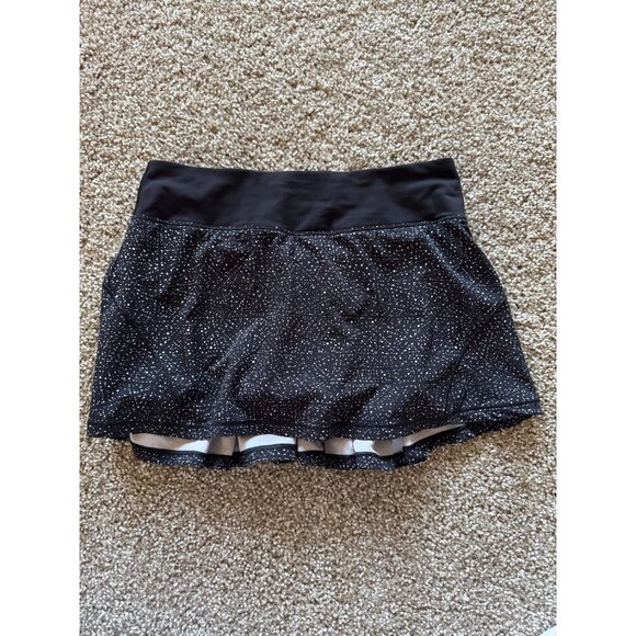 Lululemon Circuit Breaker Skirt Skort Splatter White Black Women's Size 4 /s1 - Picture 2 of 6